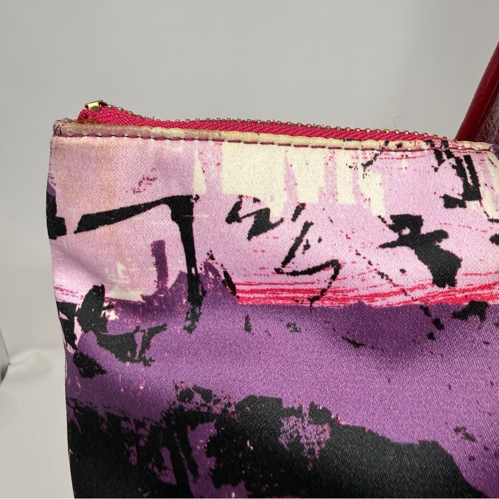 Coach Poppy Graffiti Tote Bag Pink Red Canvas Leather Trim Large Shoulder Bag - Picture 13 of 16